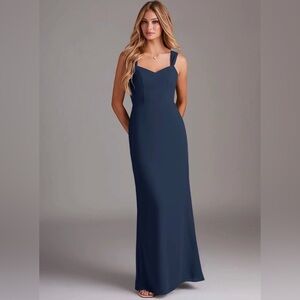 Azazie Denice Chiffon Bridesmaid Dress (Dark Navy)